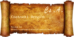 Csetneki Arnold névjegykártya